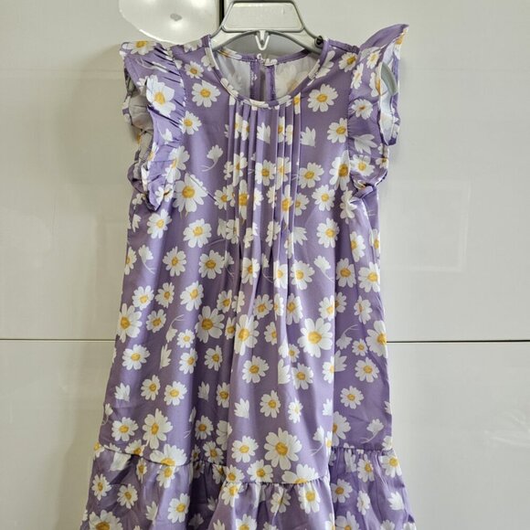 Girls Floral Sundress Ruffle Sleeveless Casual Crewneck Summer Holiday Dresses - Picture 6 of 13